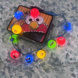 Sesame Street Cookie, Elmo, Oscar Light Up Necklace CHRISTMAS Holiday Balls Rare